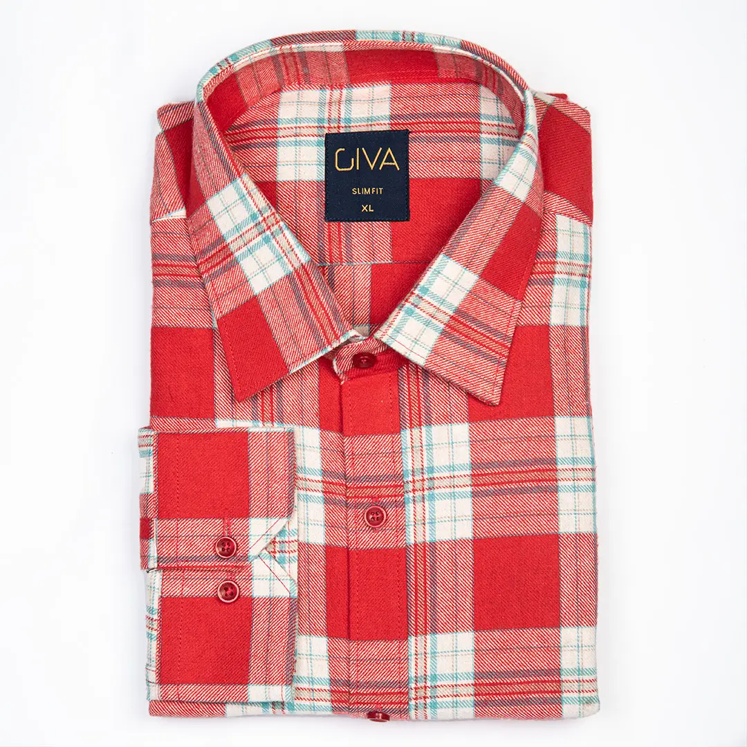 پیراهن پشمی مردانه یقه کراواتی و دکمه دار - Thumbnail 2